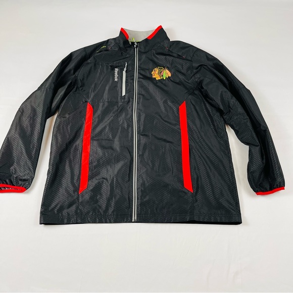 Reebok Chicago Blackhawks Hockey NHL Black Full Zip Kinetic Fit Jacket Size: XL - Picture 1 of 16